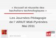 Les Journées Pédagogie de l ARIUT Midi-Pyrénées Mai 2011 « Accueil et réussite des bacheliers technologiques » ARIUT 18/12/2012