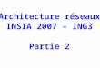 Architecture réseaux INSIA 2007 – ING3 Partie 2. Commutation de paquets -Principes - X25 - Frame-relay