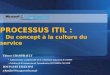 PROCESSUS ITIL : Du concept à la culture du service Thierry CHAMFRAULT - Administrateur et responsable de la commission Education de litSMF - Président