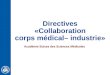 Directives «Collaboration corps médical– industrie» Académie Suisse des Sciences Médicales