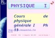Cours de physique générale I Ph 11 29/08/2011 IPSA M. Bouguechal 2011-2012 cours de Physique I 2  1