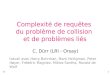 1 Complexité de requêtes du problème de collision et de problèmes liés C. Dürr (LRI - Orsay) travail avec Harry Buhrman, Mark Heiligman, Peter Høyer, Frédéric