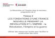 La Révolution et lEmpire dans le nouveau programme de 4 e Thème 2 LES FONDATIONS DUNE FRANCE NOUVELLE PENDANT LA RÉVOLUTION ET LEMPIRE : la Révolution,