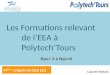 Les Formations relevant de lEEA à PolytechTours 49 ième congrès du Club EEA 1 Laurent Ventura Bac+ 3 à Bac+8