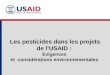 Les pesticides dans les projets de lUSAID : Exigences et considérations environnementales