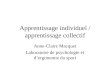 Apprentissage individuel / apprentissage collectif Anne-Claire Macquet Laboratoire de psychologie et dergonomie du sport