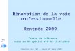 Rénovation de la voie professionnelle Rentrée 2009 Textes de référence parus au BO spécial N°2 du 19.02.2009 Bac pro 3 ans Réunion des CET – Jeudi 26 mars