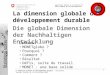1 La dimension globale du développement durable - Jana Wachtl Journées Suisses de la Statistique 2009 Département fédéral de lintérieur DFI Office fédéral