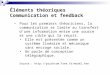 Éléments théoriques Communication et feedback Pour les premiers théoriciens, la communication se limite au transfert d'une information entre une source