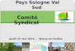 Pays Sologne Val Sud Comité Syndical Jeudi 15 mai 2014 - Neuvy-en-Sullias