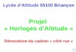 F Lycée dAltitude 05100 Briançon Projet « Horloges dAltitude » Rénovation du cadran « côté rue »