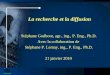 La recherche et la diffusion Stéphane Godbout, agr., ing., P. Eng., Ph.D. Avec la collaboration de Stéphane P. Lemay, ing., P. Eng., Ph.D. 21 janvier 2010