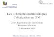 Les différentes méthodologies dévaluation en IPM Cours Ergonomie des Interactions Personne-Machine 2 décembre 2009 Mireille Bétrancourt - TECFA - FPSE