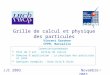 1 Grille de calcul et physique des particules Vincent Garonne CPPM, Marseille Novembre 2003 Contenu de la présentation Etat de lart : Grille de calcul