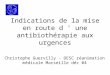 Indications de la mise en route d une antibiothérapie aux urgences Christophe Guervilly - DESC réanimation médicale Marseille déc 04