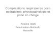 Complications respiratoires post- opératoires: physiopathologie et prise en charge Antoine Roch Réanimation Médicale Marseille