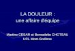LA DOULEUR : une affaire d'équipe Martine CESAR et Bernadette CHOTEAU UCL Mont-Godinne