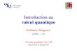 Introduction au calcul quantique Frédéric Magniez CNRS - LRI Groupe quantique du LRI 