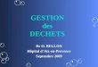 Dr O. BELLON Hôpital dAix-en-Provence Septembre 2009 GESTION des DECHETS