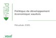 Politique de développement économique vaudois Résultats 2005