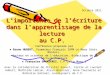 Limportance de lécriture dans lapprentissage de la lecture au C.P. Conférence proposée par Bruno HUBERT, formateur Français IUFM Le Mans (Univ. Nantes),