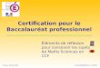 Certification pour le Baccalauréat professionnel Poissy– 03 Mai 2011 Éléments de réflexion pour concevoir les sujets de Maths Sciences en CCF E. DE JAEGHERE