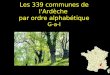 Les 339 communes de l'Ardèche par ordre alphabétique G-a-I