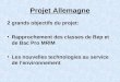 Projet Allemagne 2 grands objectifs du projet: Rapprochement des classes de Bep et de Bac Pro MRIM Les nouvelles technologies au service de lenvironnement