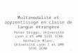1 Multimodalité et apprentissage en classe de langue étrangère Peter Griggs, Université Lyon 2 et UMR 5191 ICAR Nathalie Blanc, Université Lyon 1 et UMR