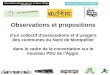 Observations et propositions dun collectif dassociations et dusagers des communes du Nord de Montpellier dans le cadre de la concertation sur le nouveau
