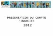 PRESENTATION DU COMPTE FINANCIER 2012. Les résultats bruts 2012  Charges : 207 679 €  Produits : 195 323 €