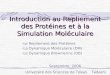 Introduction au Repliement des Protéines et à la Simulation Moléculaire Le Repliement des Protéines La Dynamique Moléculaire (DM) Le Dynamique Brownienne