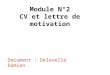 Module N°2 CV et lettre de motivation Document : Delavelle Damien