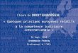« Quelques principes européens relatifs à la compétence judiciaire internationale » 24 Sept. 2010 Stéphanie Francq Professeur à l’UCL