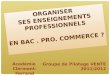 ORGANISER SES ENSEIGNEMENTS PROFESSIONNELS EN BAC. PRO. COMMERCE ? EN BAC. PRO. COMMERCE ? Académie Clermont-Ferrand Groupe de Pilotage VENTE 2011/2012