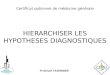 Pr Benoit TAVERNIER HIERARCHISER LES HYPOTHESES DIAGNOSTIQUES Certificat optionnel de médecine générale