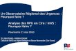 Un Observatoire Régional des Urgences : Pourquoi faire ? Analyse des RPU en Cire / InVS : Pourquoi faire ? Ploermel le 11 mai 2010 Dr. Alain Briand – Marlène
