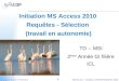 L. Gzara, E. Khouri, M Tollenaere 1 MSI 2A ICL – Initiation ACCESS Requêtes 2014 Initiation MS Access 2010 Requêtes - Sélection (travail en autonomie)