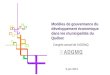 Modèles de gouvernance du développement économique dans les municipalités du Québec 6 juin 2014 Congrès annuel de l’ADGMQ