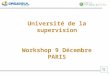 1 Université de la supervision Workshop 9 Décembre PARIS