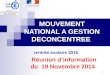 1 MOUVEMENT NATIONAL A GESTION DECONCENTREE rentrée scolaire 2015 Réunion d’information du 19 Novembre 2014