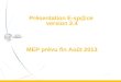 Présentation E-sp@ce version 2.4 MEP prévu fin Août 2013