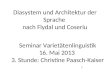 Diasystem und Architektur der Sprache nach Flydal und Coseriu Seminar Varietätenlinguistik 16. Mai 2013 3. Stunde: Christine Paasch-Kaiser 1