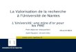La Valorisation de la recherche à l’Université de Nantes