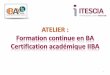 ITESCIA et la Certification IIBA en FPC - Bafs 2014