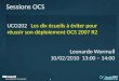 11 Sessions OCS UCO202 UCO202Les dix écueils à éviter pour réussir son déploiement OCS 2007 R2 Leonardo Wormull 10/02/2010 13:00 – 14:00