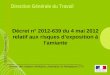 Décret n° 2012-639 du 4 mai 2012 relatif aux risques d’exposition à l’amiante