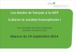 Les études de français à la HEP Cultures et sociétés francophones I