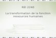 REI 2240 La transformation de la fonction ressources humaines