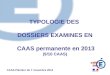 TYPOLOGIE DES  DOSSIERS EXAMINES EN  CAAS permanente en 2013 (9/10 CAAS)